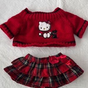 Build a bear Red Hello Kitty Sweater and Plaid Skirt Set (0009)